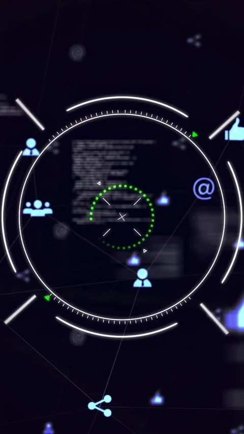 Vertical video: Opening HUD showing rotating circular ring, green arc sweeping Stock Footage 330965174
