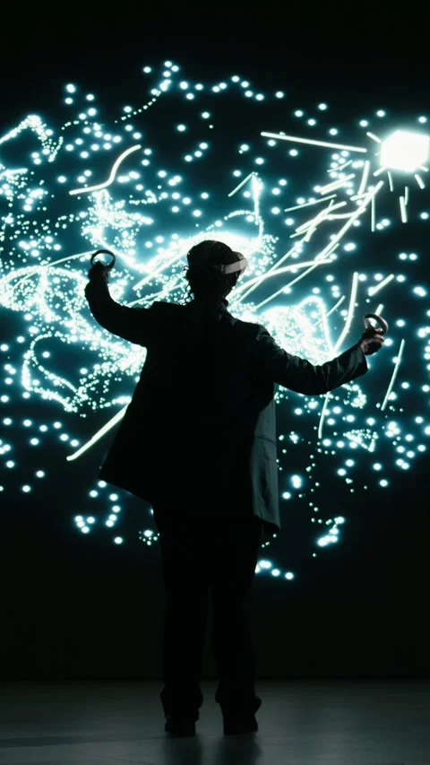 Vertical video Optimizing AI neural network, virtual reality simulation and Stock Footage 329590928