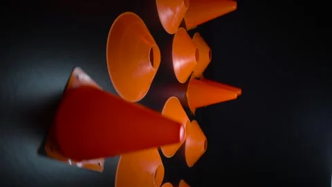 Vertical video orange cones and chips for football Stock Footage 304489827