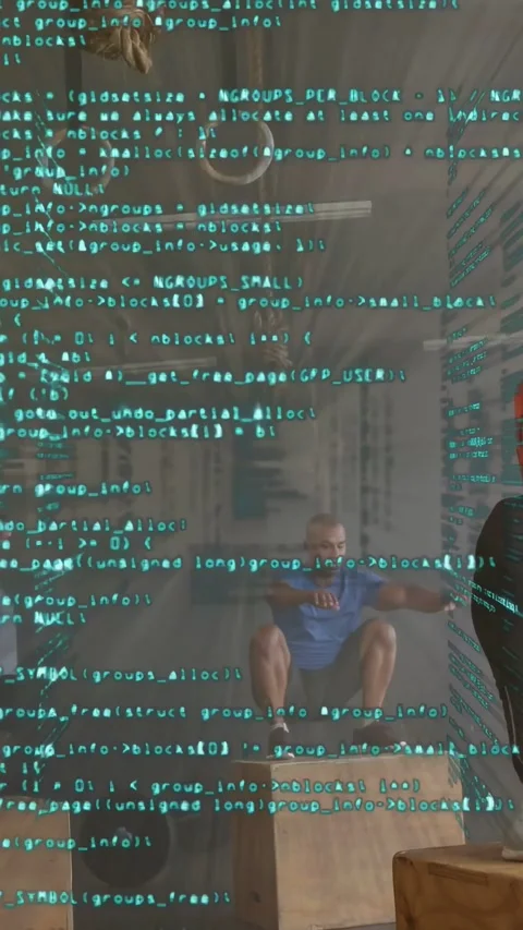 Vertical video: Orange man jumping on box as green overlay scrolling, camera Stock Footage 333496253