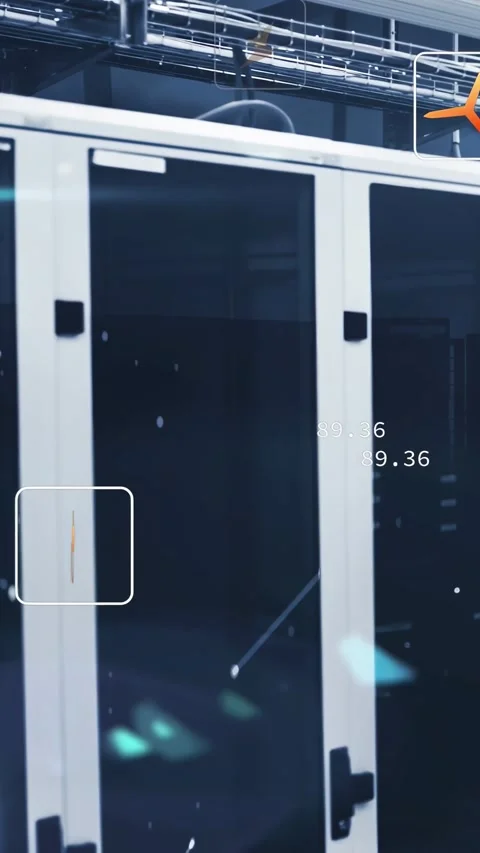Vertical video: Orange plug appearing, icons floating and linking over white Video stock 340133378