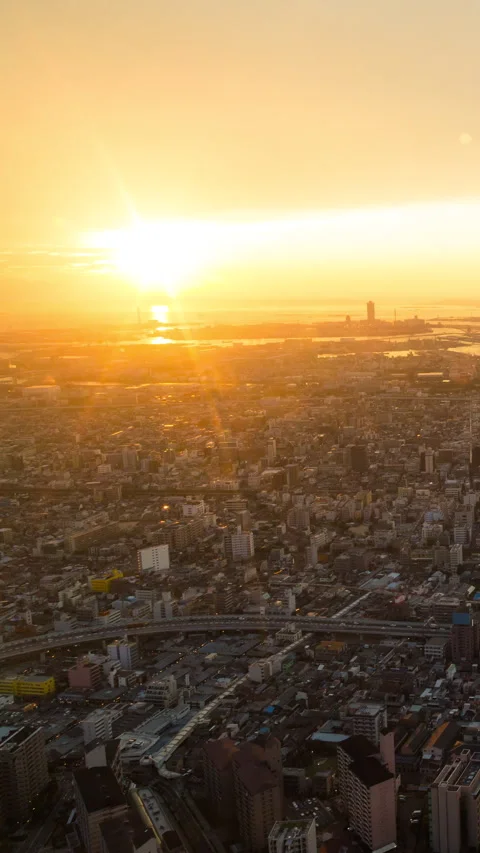 Vertical video - Osaka Sunset Timelapse Stock Footage 280124794