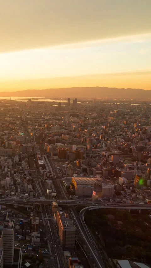 Vertical video - Osaka Sunset Timelapse Stock Footage 280124813