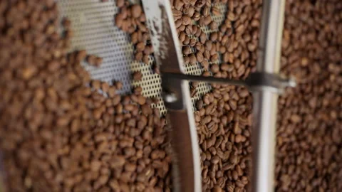 Vertical Video / Overhead view of coffee beans in roaster Stock Footage 161725550