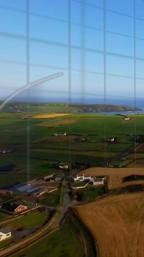 Vertical video: Overlay appearing, drone descending and drifting, telemetry Stock Footage 333222085