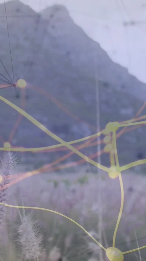 Vertical video: Overlay appearing on start, pulsing drifting over landscape, Stock Footage 332747673