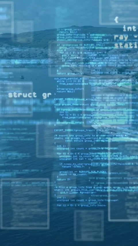 Vertical video: Overlay starting code blue scrolling shifting while boat Stock Footage 333556731