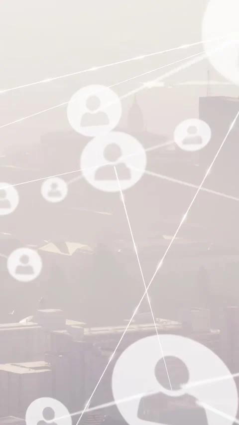 Vertical video: Overlay starting on cue nodes linking and moving right showing Stock Footage 334387132