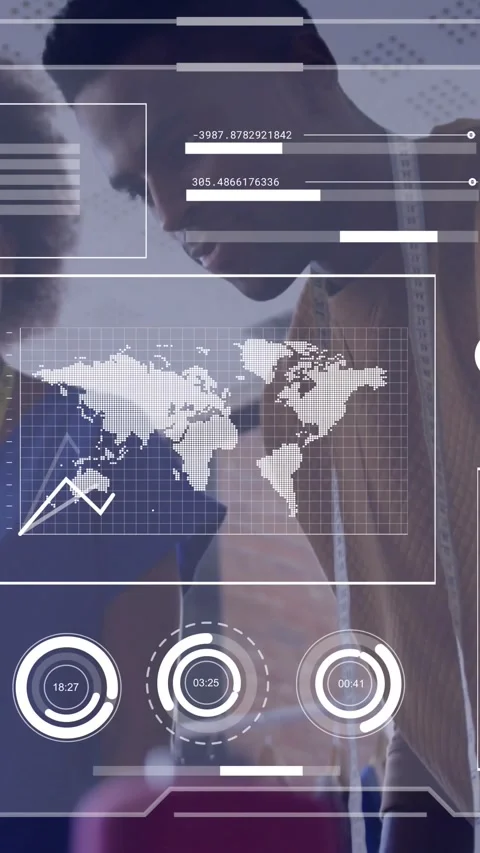 Vertical video: Pair leaning over overlay, focus starting map animation and Vídeo Stock 331167119