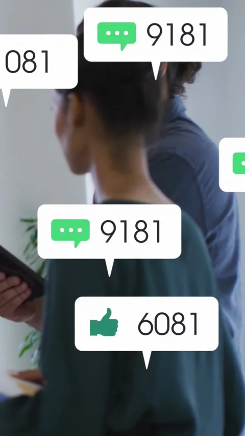 Vertical video: Pair reviewing tablet and folder in sales, tablet causing alerts Stock Footage 333542315