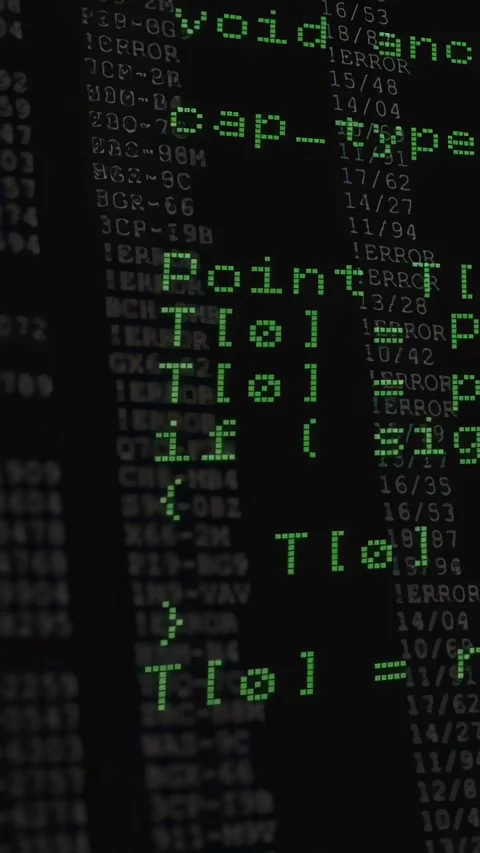 Vertical video: Panning over right green code showing grey column, blue bar Stock-Footage 334396950