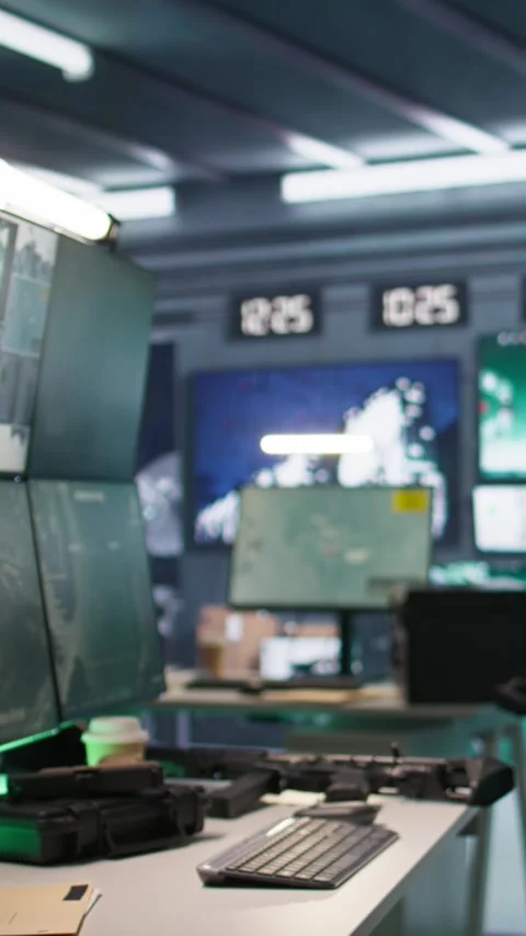 Vertical video Panning shot of armed forces headquarters used for tracking Stock Footage 281951166