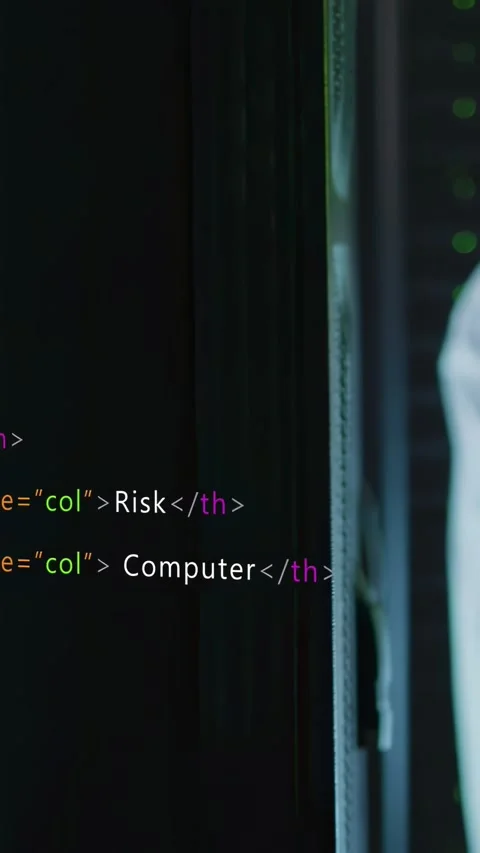 Vertical video: Panning, tech checking device and inspecting rack with code Stock Footage 332734985