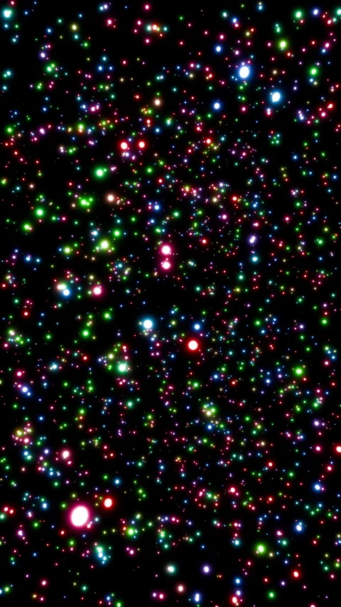 Vertical video parallax effect of glowing colored particles rotating seamlessly Stock Footage 319436614