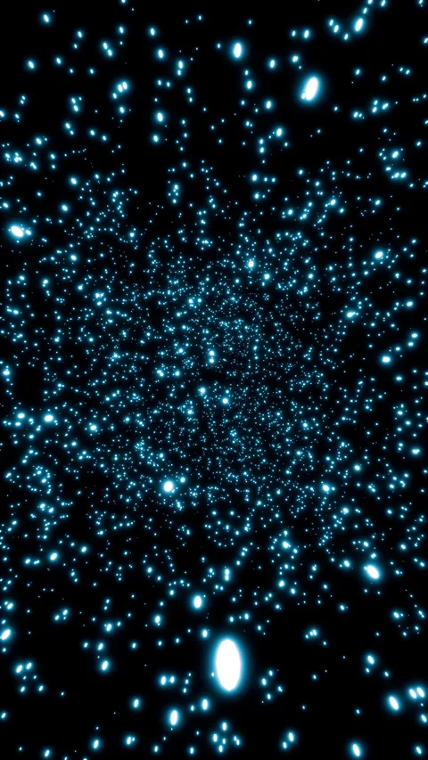Vertical video parallax effect of glowing cyan particles rotating seamlessly 3d Stock Footage 319437028
