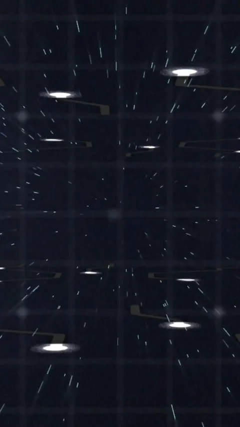 Vertical video: Particle field emerging from grid forming glowing pads and beams Stock Footage 328350373
