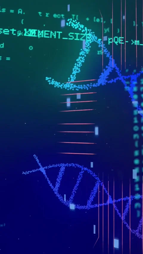 Vertical video: Particles densifying and forming twin helices, revealing biotech Stock Footage 332806905