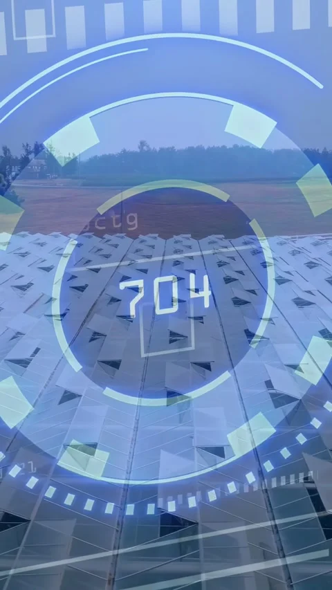 Vertical video: Patterned roof panels, HUD scanning and updating numbers each Stock Footage 334391003