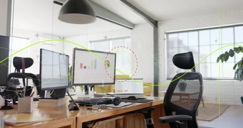 Vertical video: PC getting overlays waveform sweeping monitors red circle Stock Footage 330979659