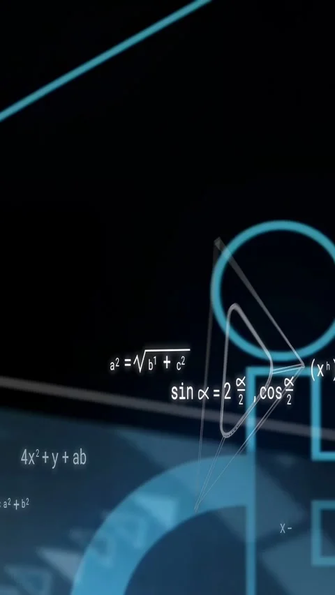 Vertical video: Pen nib appearing, drawing hex network, connecting STEM icons, Stock Footage 334378256