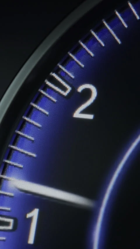 Vertical Video of Performance Racing Car Dashboard. Tachometer Showing Stock Footage 306764193
