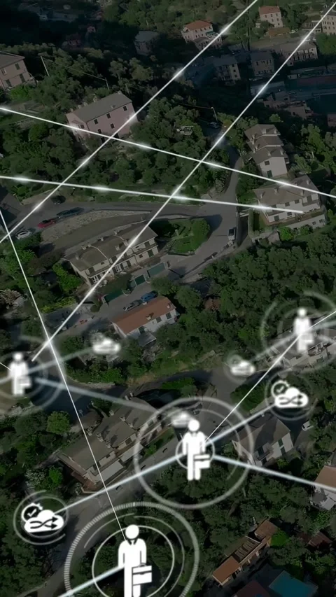 Vertical video: Person node fading in and drawing line, building business Video stock 331077413