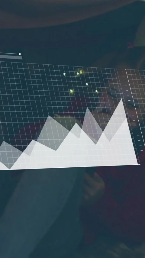 Vertical video: Phone tap starting AR UI visualizing data, graphs morphing, map Stock Footage 333319962