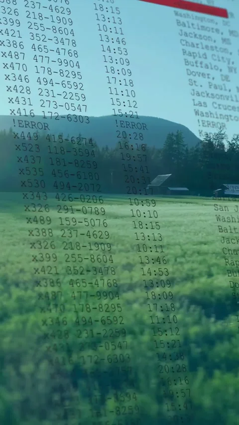 Vertical video: Phone tilting forward, causing tech overlay of codes with red Stock Footage 334599009