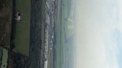 Vertical video plane sits on a runway, the view from the cockpit Stock Footage 100628147