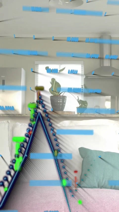 Vertical video: Plant sitting on shelf, AR bars appearing and V-waveform Stock Footage 332846439