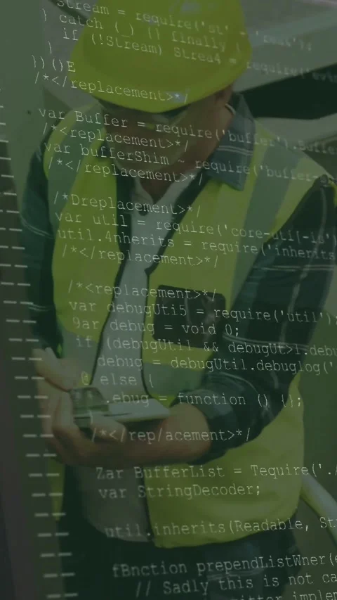 Vertical video: Plant worker tapping tablet, causing code overlay and checking Video stock 331178226