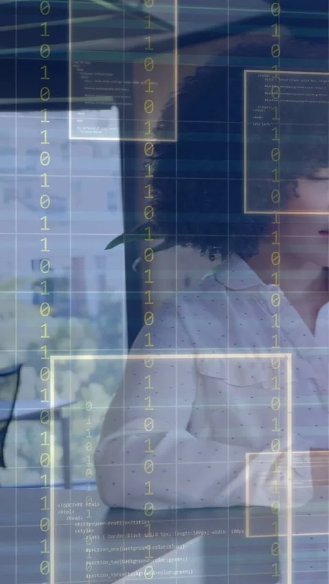 Vertical video: Plants sliding left revealing tech pro tapping tablet, Stock Footage 333633115