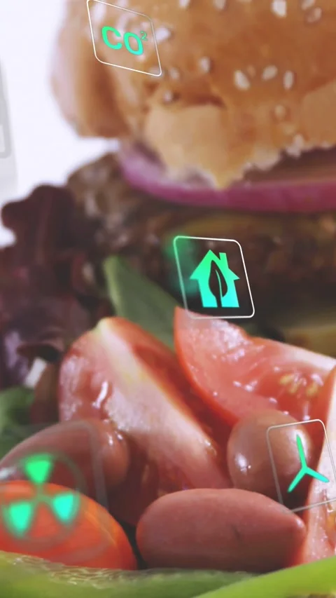 Vertical video: Plate edge appearing, camera panning, icons floating over Stock Footage 334397991