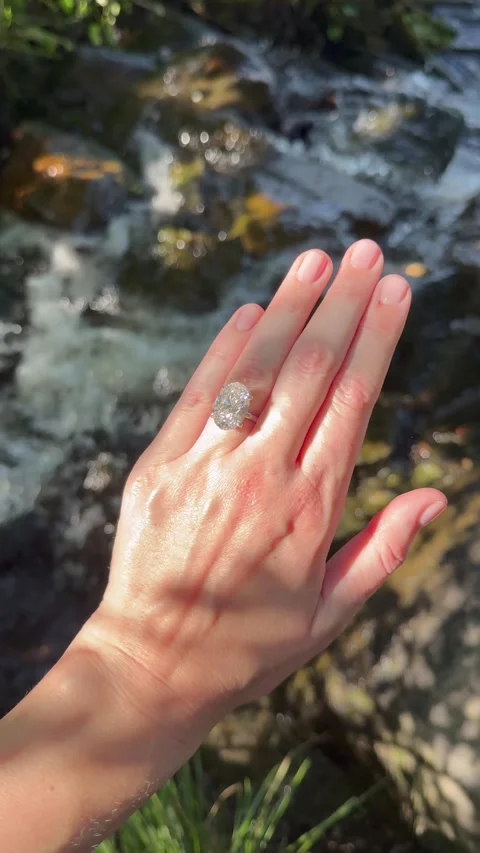 Vertical video of platinum engagement ring or wedding band in Sweden Stock Footage 316809948