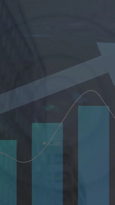 Vertical video: On play, animated chart shifting trend line across bars, Stock Footage 333319905