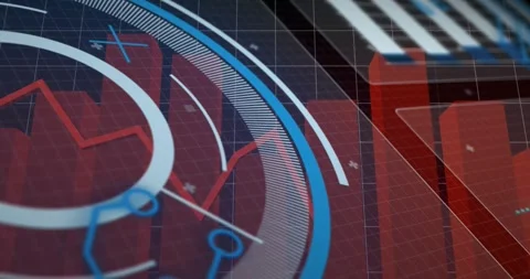 Vertical video: On play, circular HUD panning right on dashboard, revealing red Stock Footage 331125214