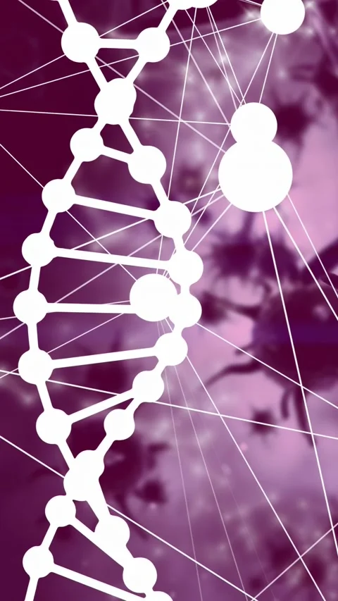 Vertical video: On play DNA helix pulsing and swaying as node pair moving to Stock Footage 335678094
