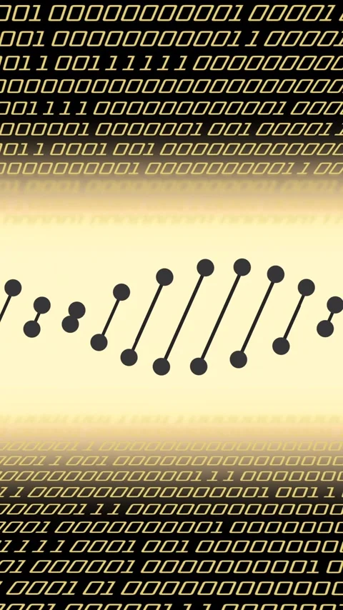 Vertical video: On play molecule strand swaying shifting as binary rows Stock Footage 348568034