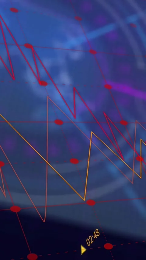 Vertical video: Play starting red trace oscillating while orange line moving 스톡 동영상 328308789