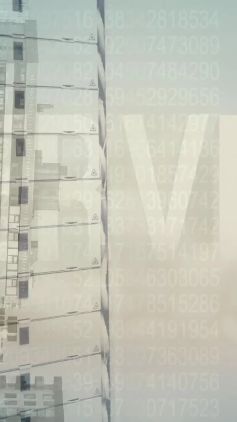 Vertical video: On play tower facade holding left third while V rising and Stock Footage 343954979