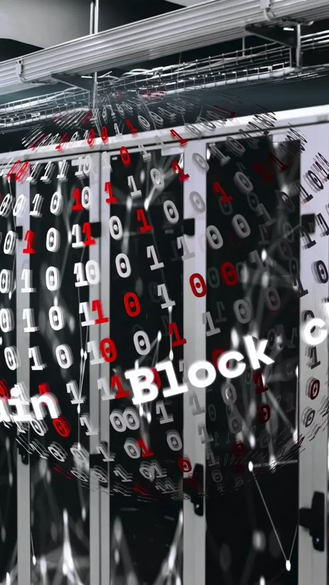 Vertical video: Playback starting rotating globe over racks at data center Stock Footage 332806389