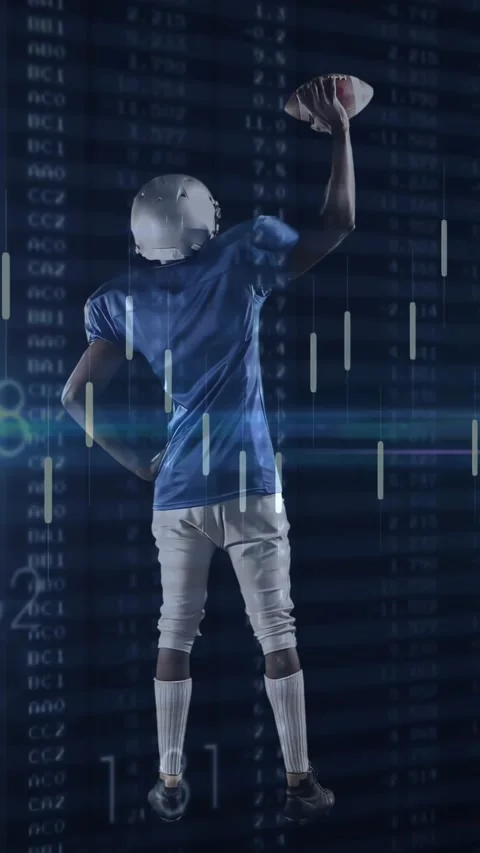Vertical video: Player shifting, moving ball to hand, prepping throw with sports Stock Footage 330655426