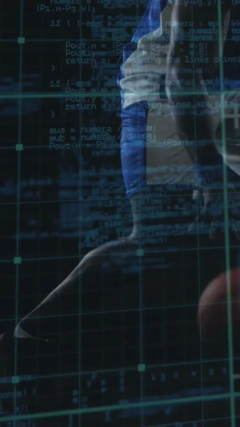 Vertical video: Player shifting weight, dribbling orange ball for training under Stock Footage 330306277