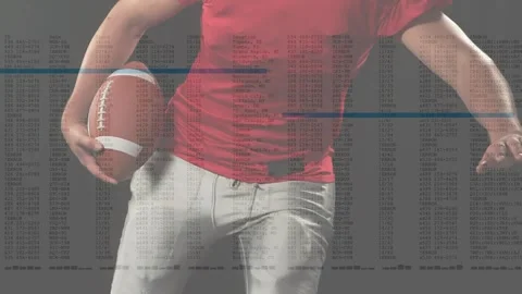 Vertical video: Player stepping pivoting protecting ball with data overlay Stock Footage 330717937