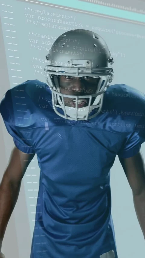 Vertical video: Player tapping helmet, calling, activating sports code overlay Stock-Footage 330195979