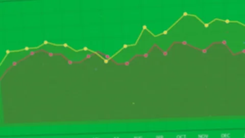 Vertical video: Playing brown area chart showing yellow outline peaking on grid Stock Footage 333907384