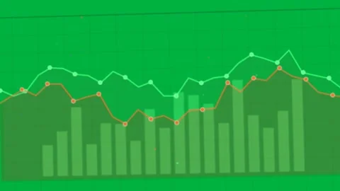 Vertical video: Playing chart panning on grid revealing trend with green area, Stock Footage 334118476