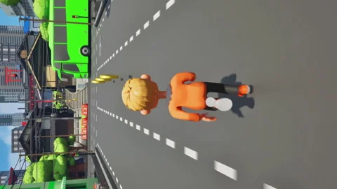 Vertical Video Playing Runner Boy Jumping And Avoiding Dangers In Phone Game App Stock Footage 252489319