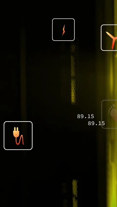 Vertical video: Plug icon appearing, icons animating and numbers falling, Video stock 332747922