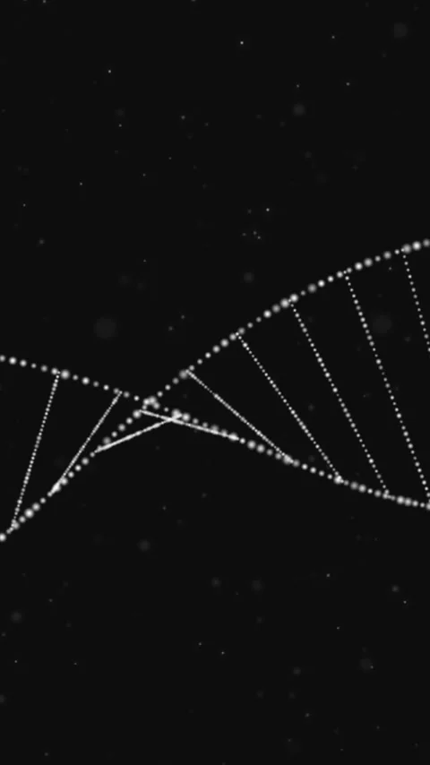 Vertical video: Points clustering into strands, making DNA helix, rolling, Stock Footage 348570053